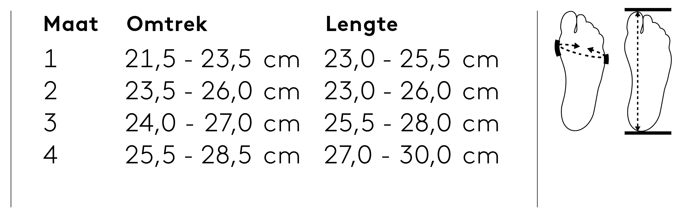 Size and Measurement Push med Foot Brace FP